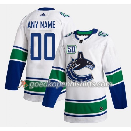 Vancouver Canucks Custom 50th Anniversary Adidas 2019-2020 Wit Authentic Shirt - Mannen